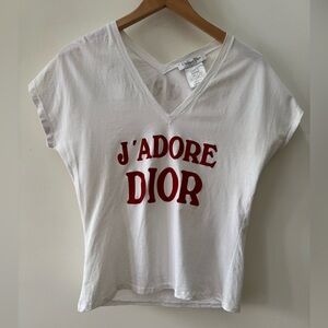 J’Adore Dior Vintage White Cotton Tee size 42 FR, 10 US
